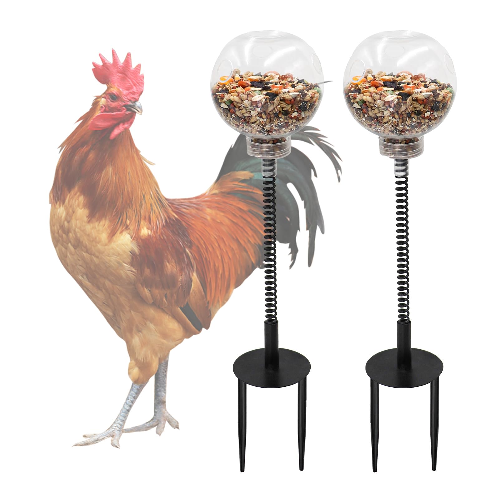 Oooct chicken-peck-toy top-ball delivers slow-release treats for daily enrichment.