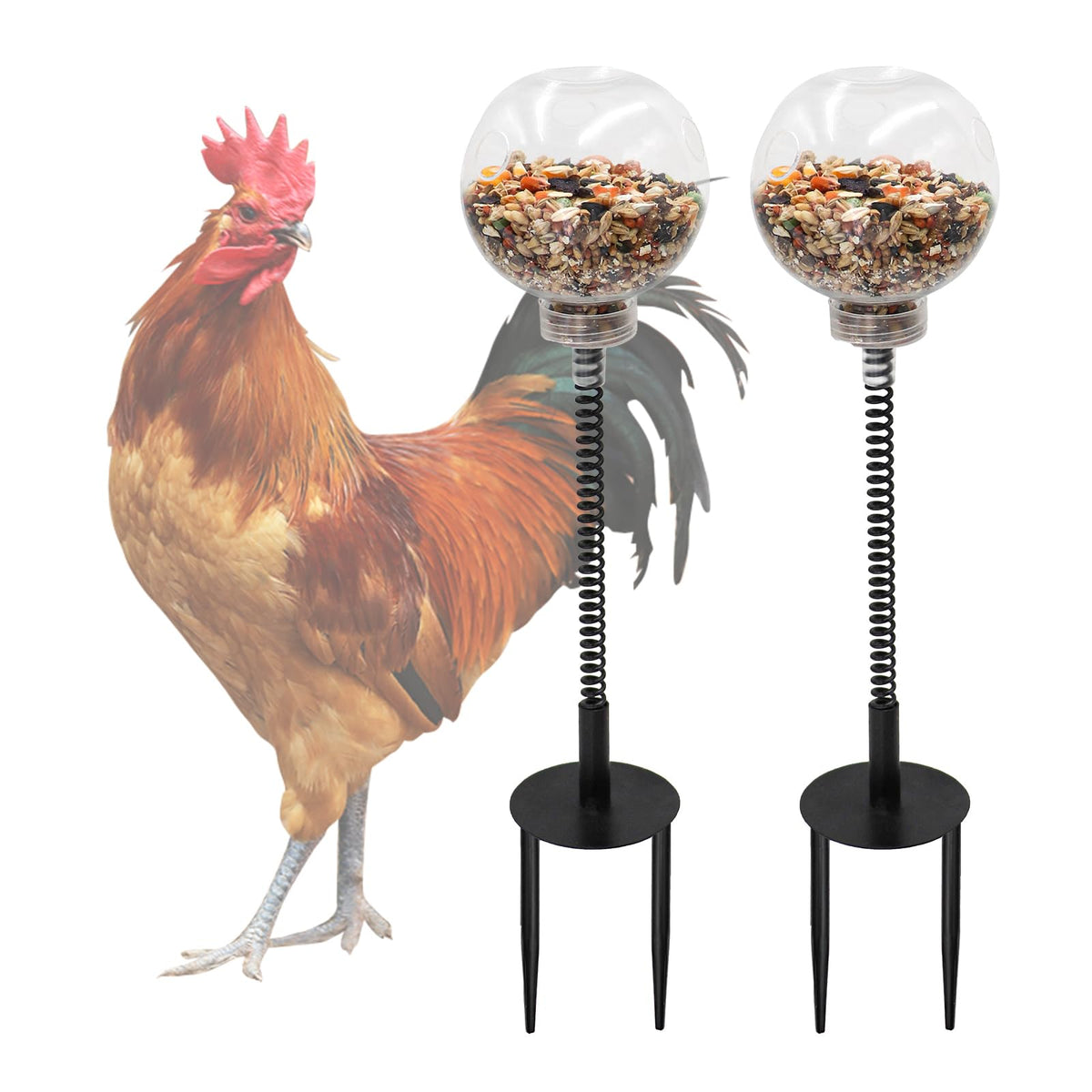 Oooct chicken-peck-toy top-ball delivers slow-release treats for daily enrichment.