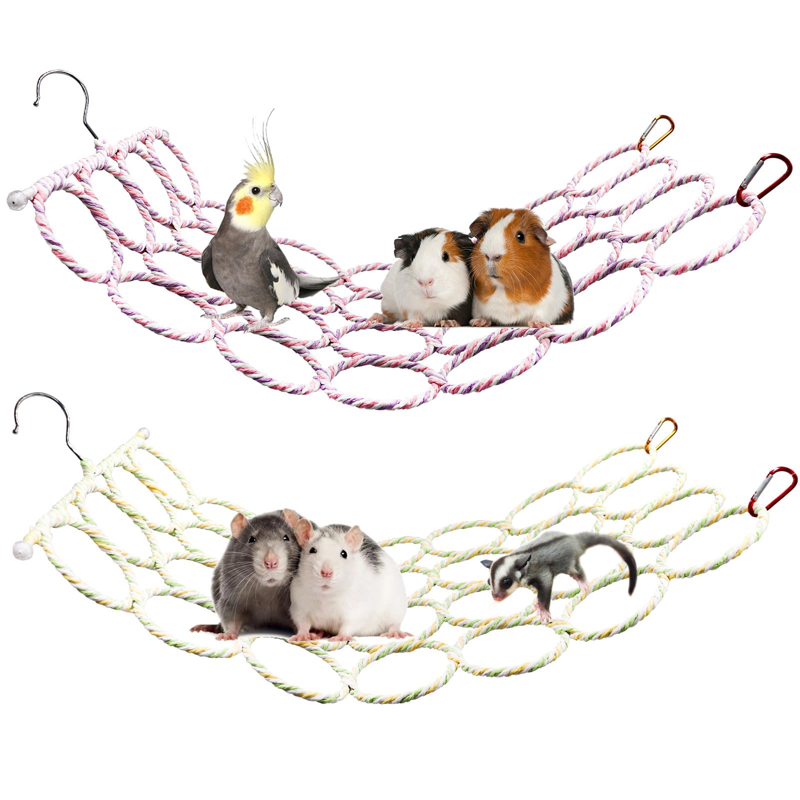 Oooct hanging rope-net bird swing toy for vertical climbing and play