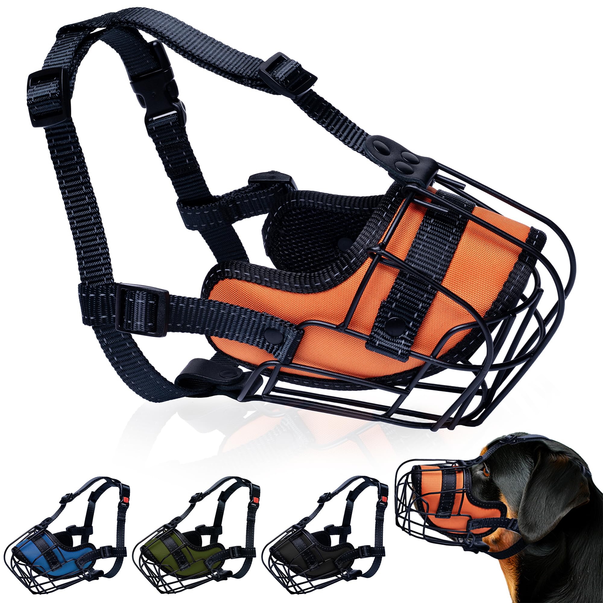 OOPSDOGGY metal dog muzzle on large-breed, ensures safe outdoor walks with a breathable basket