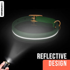 OOPSDOGGY rolled leather cat collar green removable bell adds alert and playful charm.