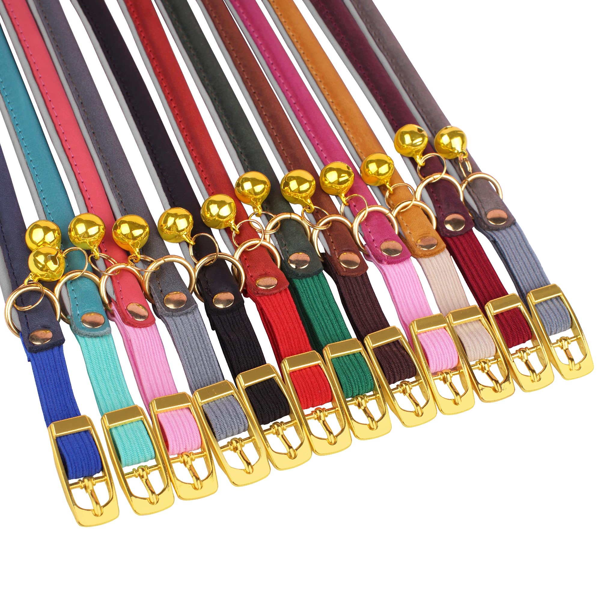 OOPSDOGGY rolled leather cat collar green versatile style for boy or girl cats.