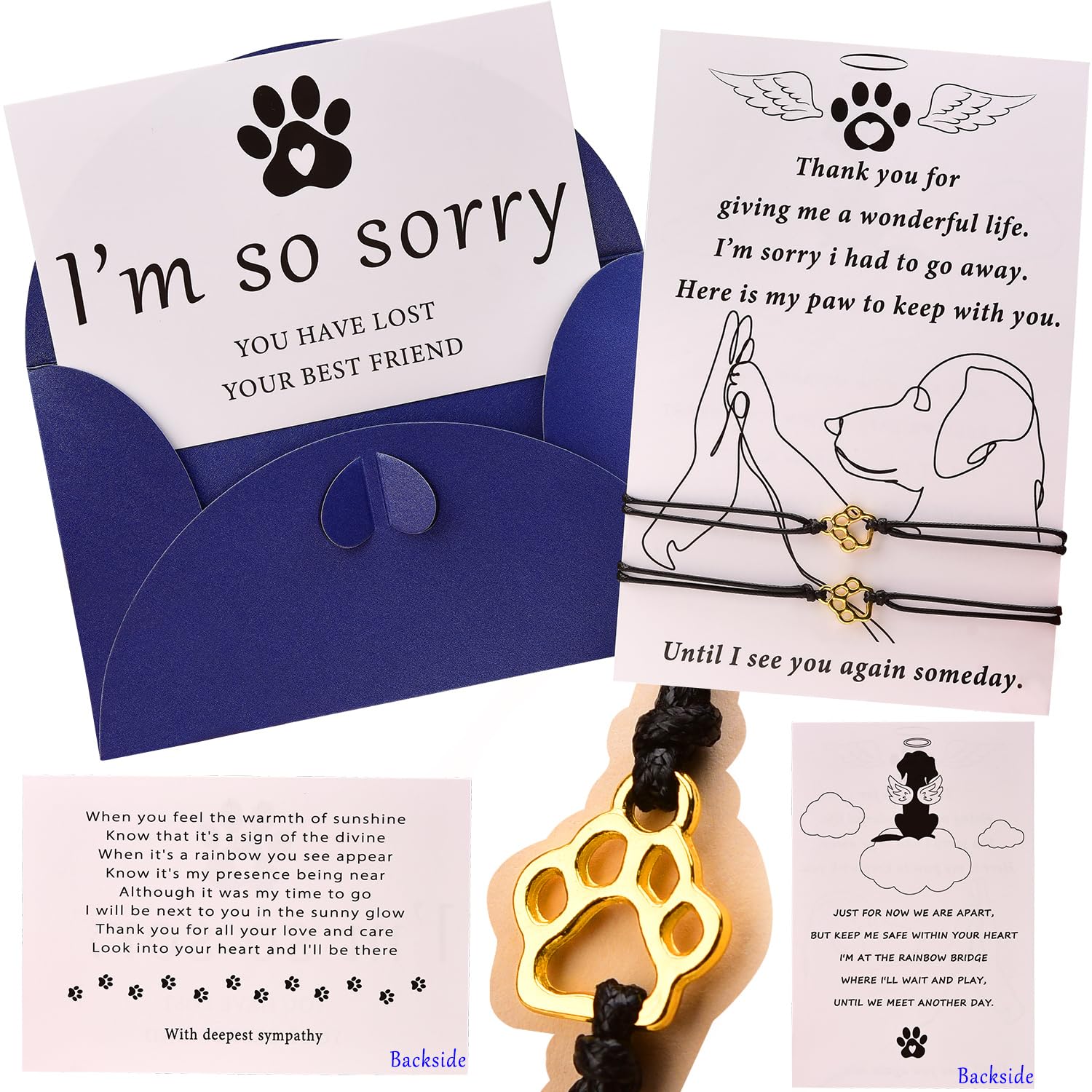 OOW gold paw print bracelets close-up for lasting remembrance.