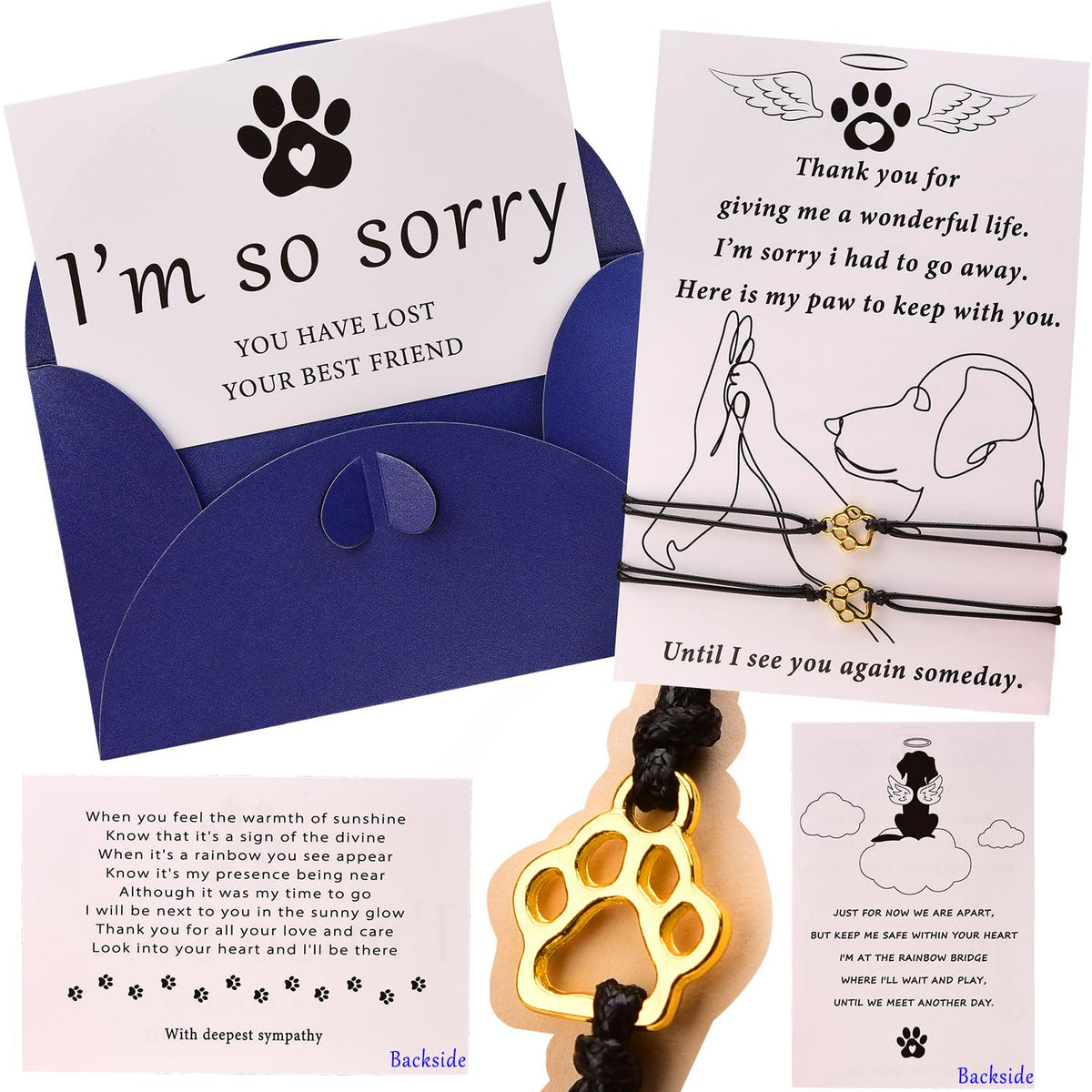 OOW gold paw print bracelets close-up for lasting remembrance.