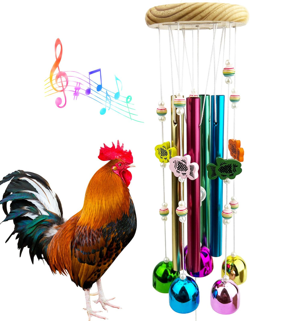 OOXYG chicken wind chime toy top-hanging view boosts coop engagement.