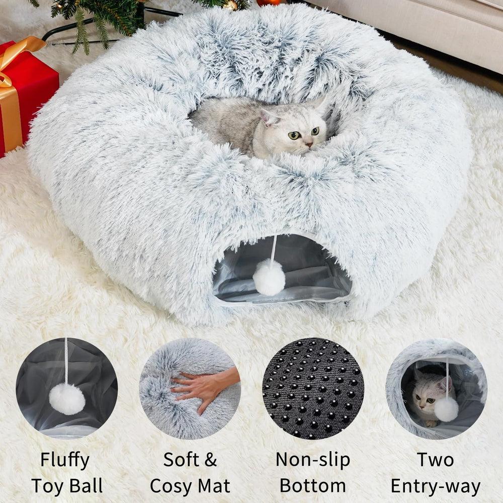 OOZAZEMM 33x33x11 inch tunnel bed provides roomy space for medium to large cats