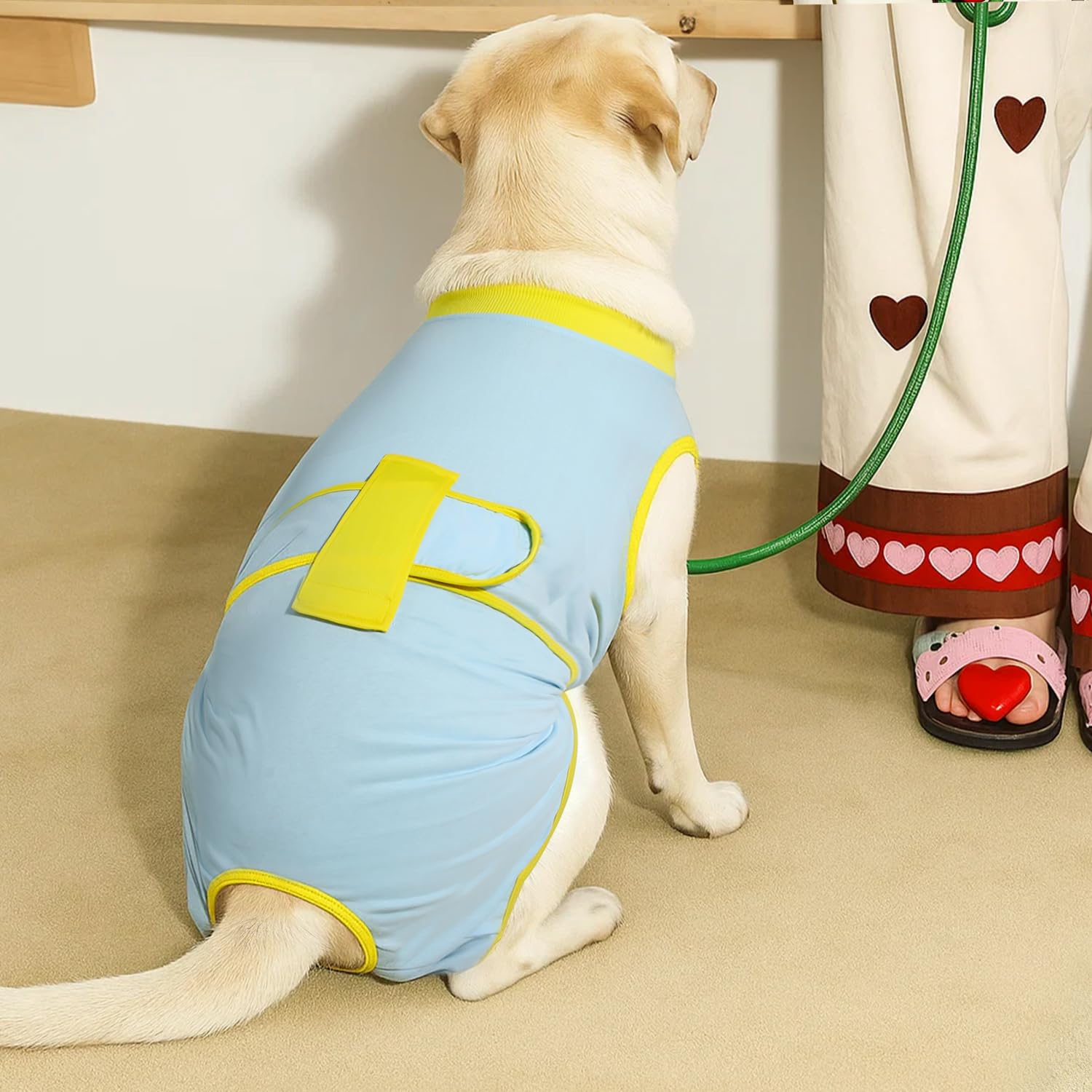 OPAW recovery suit bathroom opening allows pets to relieve themselves without removal.