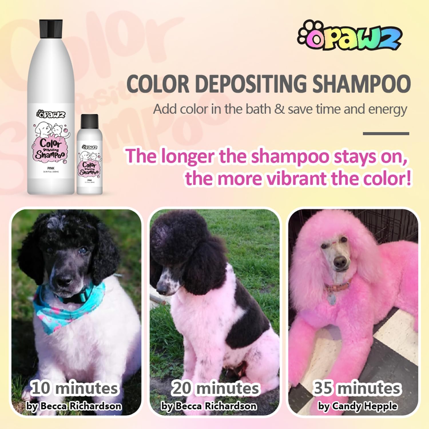 OPAWZ Color Depositing Shampoo on cat fur with light coat tint