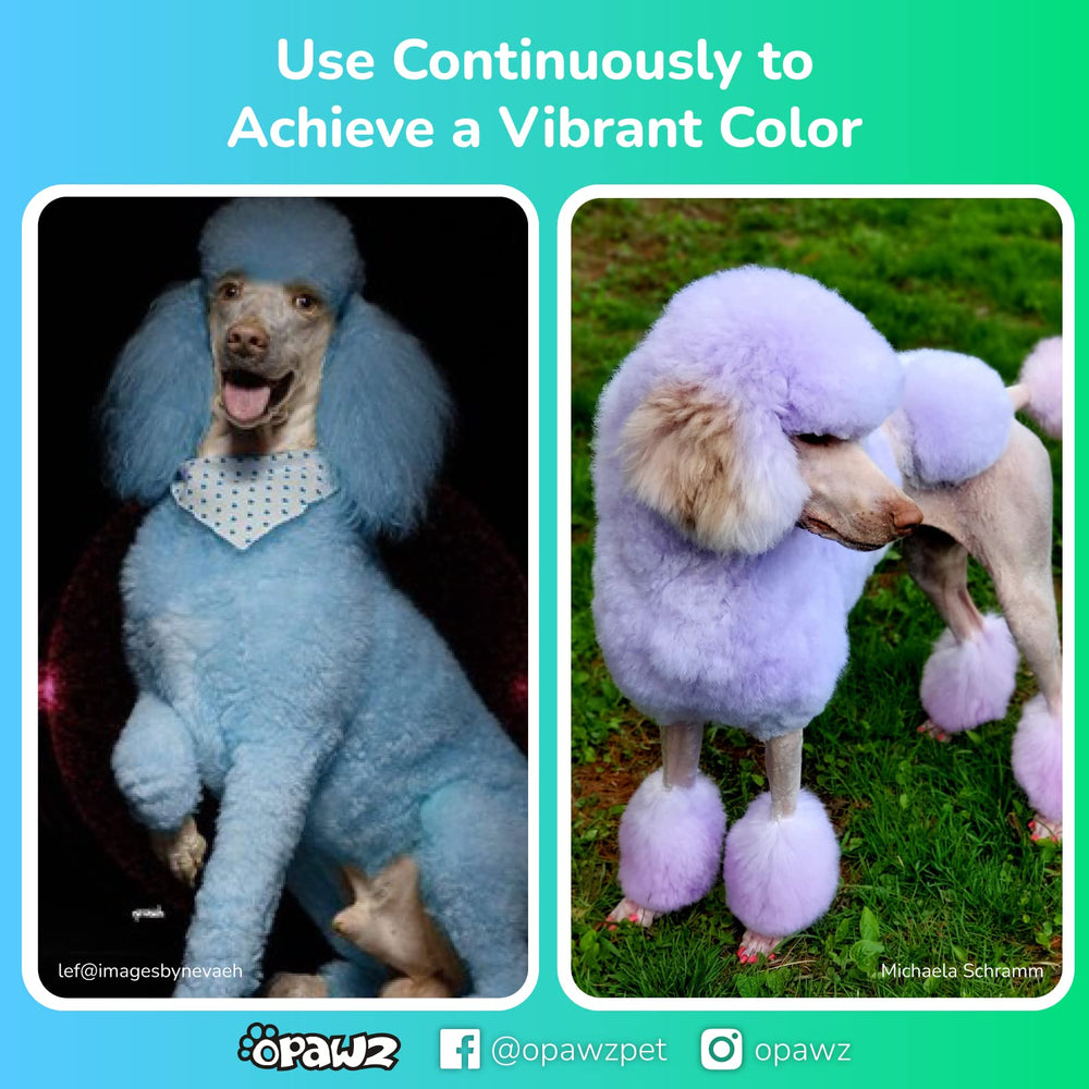 OPAWZ Color Depositing Shampoo on dog fur showing color deposit
