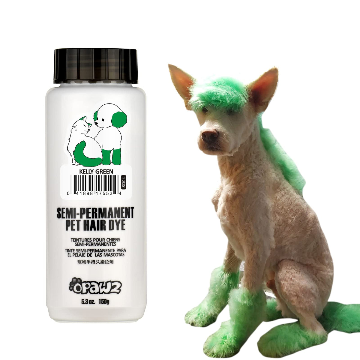 OPAWZ semi-permanent dye bottle closeup, non-toxic pet color option.