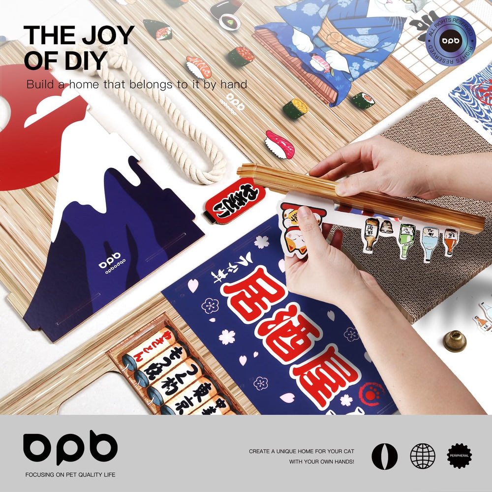 opbodqo cardboard cat house assembly guide image for quick setup.