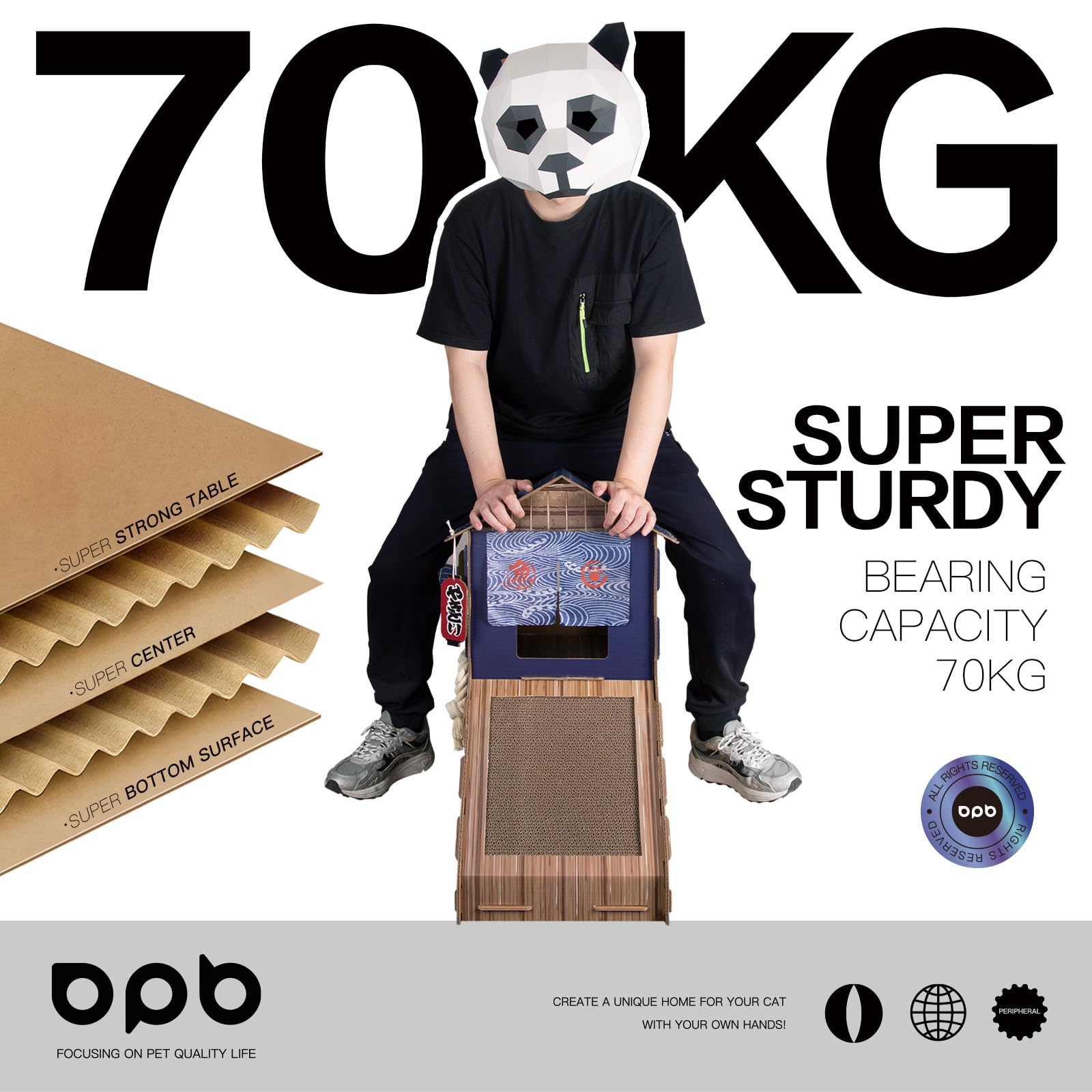 opbodqo cardboard cat house scratch board detail for paw sharpening.