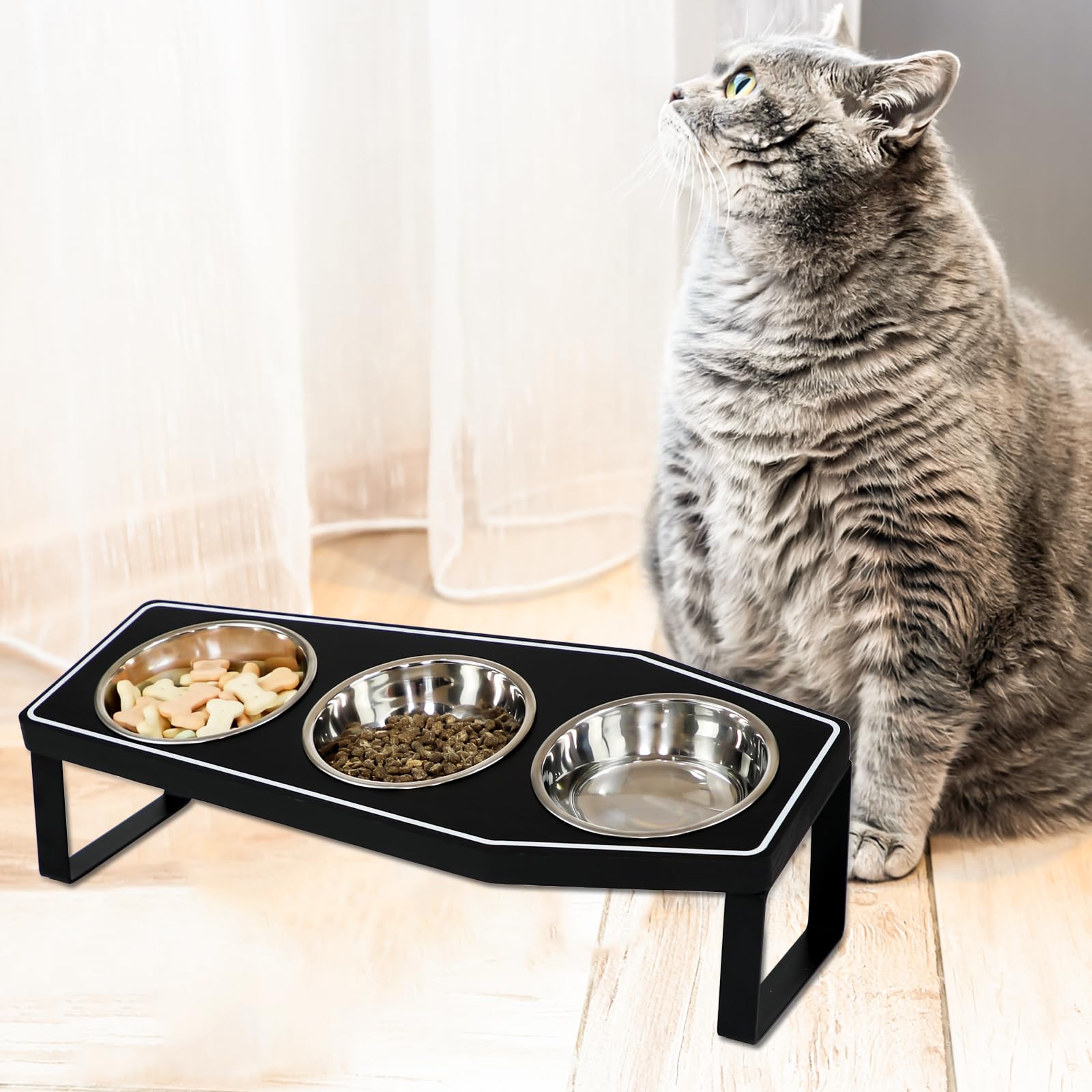 OPELETNNT 15-degree tilt supports natural dining posture for cats.