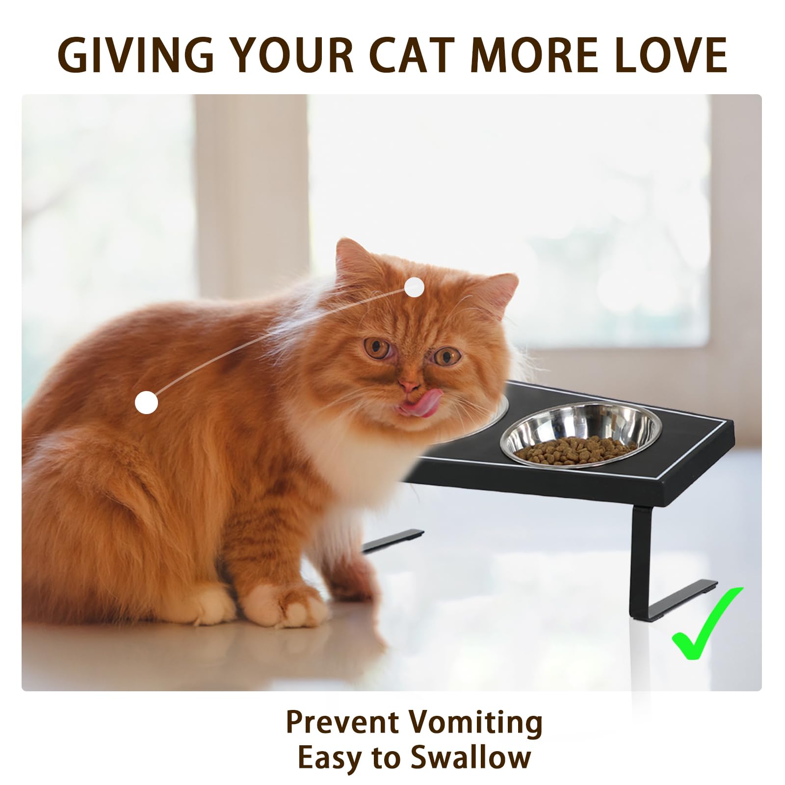 OPELETNNT whisker-friendly design supports comfortable eating for indoor cats