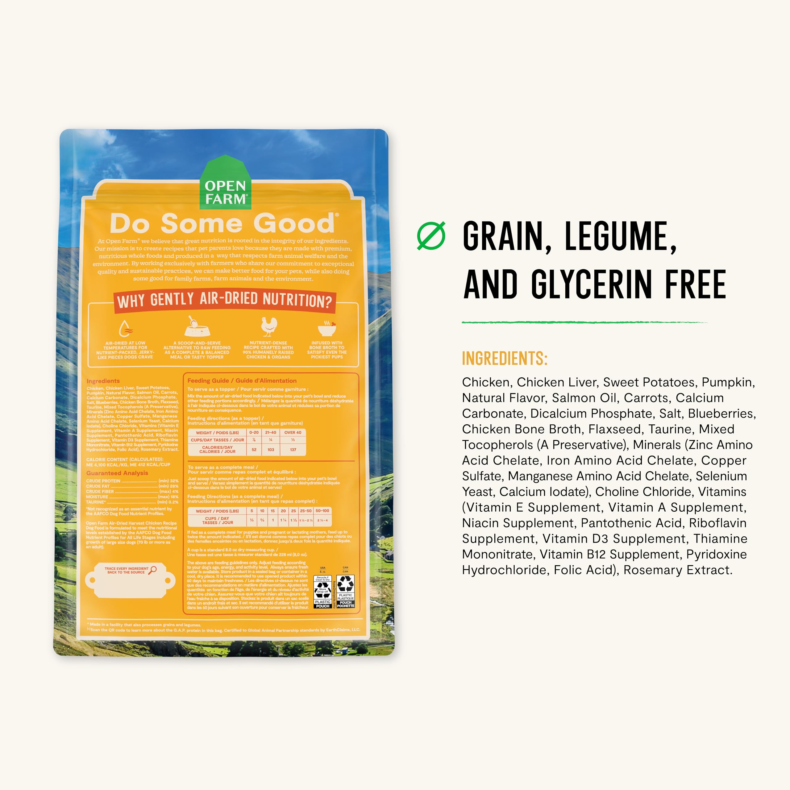 Open Farm 90% meat ingredients emphasize real protein with organs.