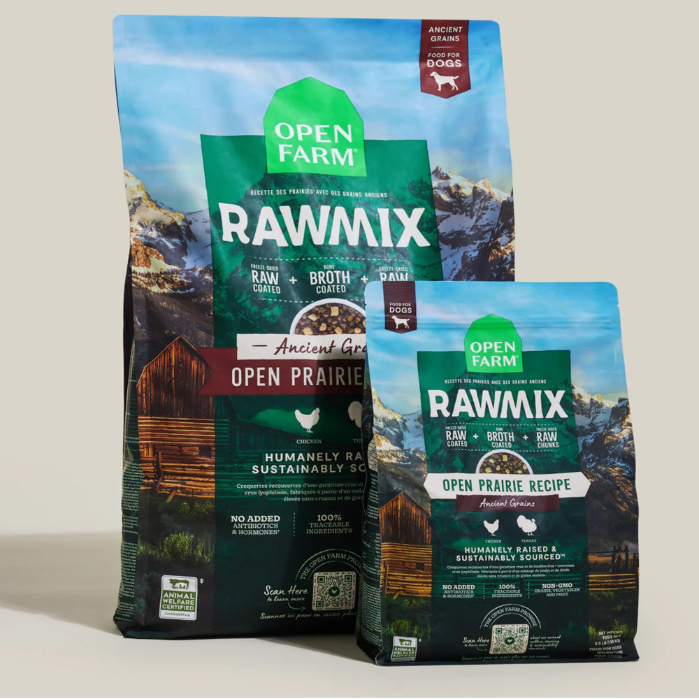 Open Farm ancient grains inclusion – wholesome grains provide fiber and steady energy for open prairie meals.