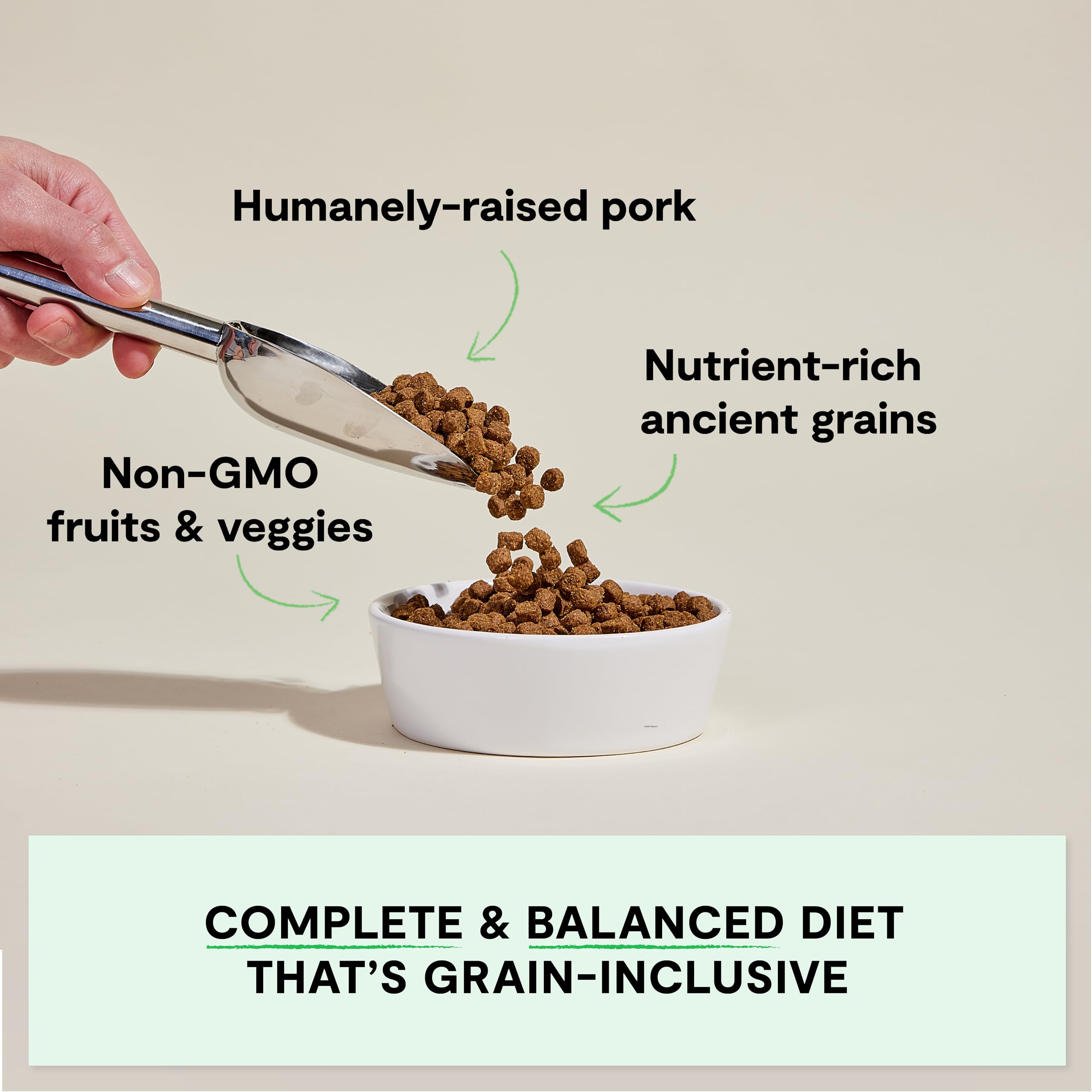 Open Farm ingredients close-up shows non-GMO produce for balanced nutrition