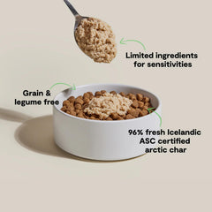 Open Farm Arctic Char Topper Can Closeup showing silky mousse texture for easy meals