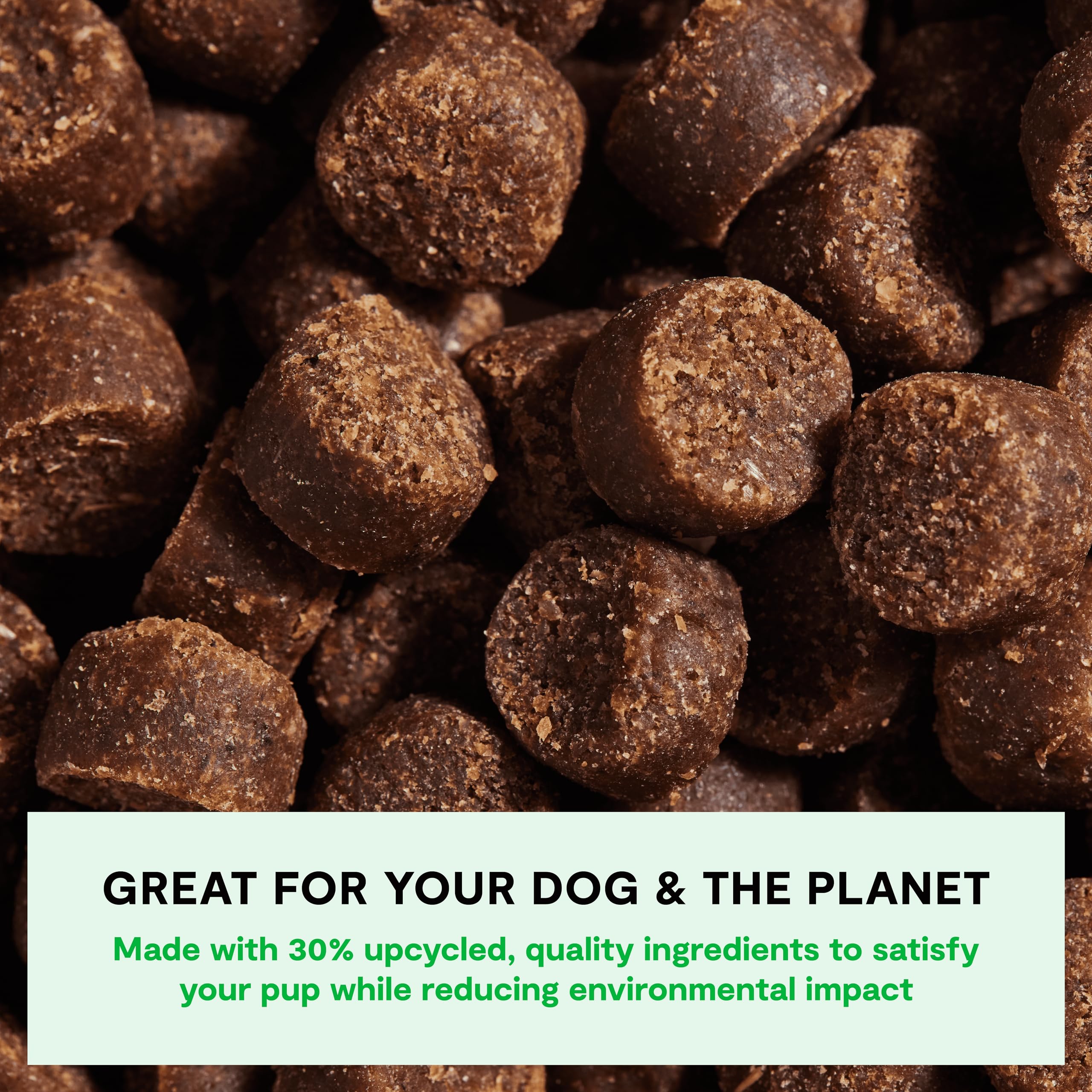 Open Farm Be Good Bites pouch opened, easy reseal for freshness during walks.