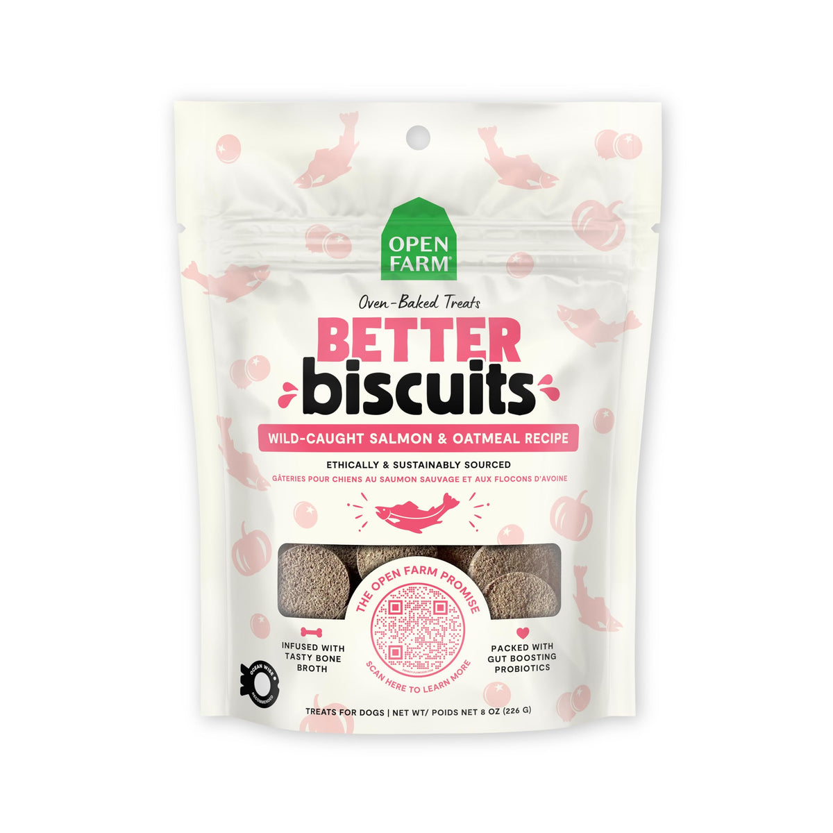 Open Farm Better Biscuits—oven-baked crunch for tasty rewards.