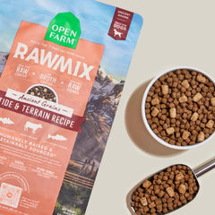 Open Farm bone broth-coated kibble highlights savory aroma and meal appeal.