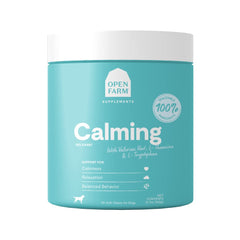 Open Farm Calming Chews bottle with 90-count pack supports calmer daily routines.