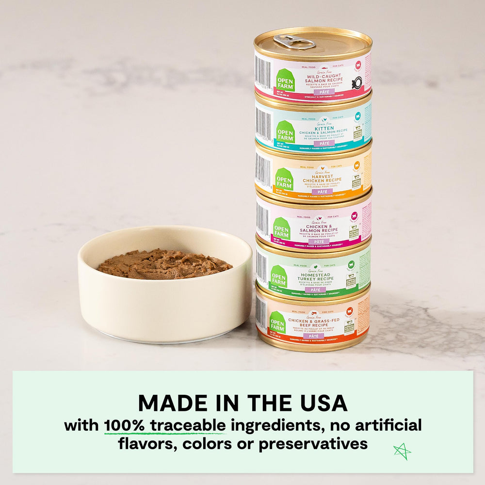 Open Farm ethical sourcing label underscores traceable ingredients and welfare-friendly farming.