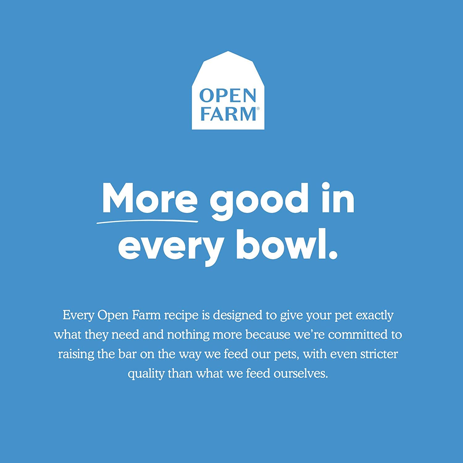 Open Farm cat meal in bowl emphasizes balanced, grain-free daily feeding for felines.