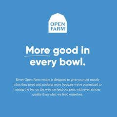 Open Farm cat meal in bowl emphasizes balanced, grain-free daily feeding for felines.