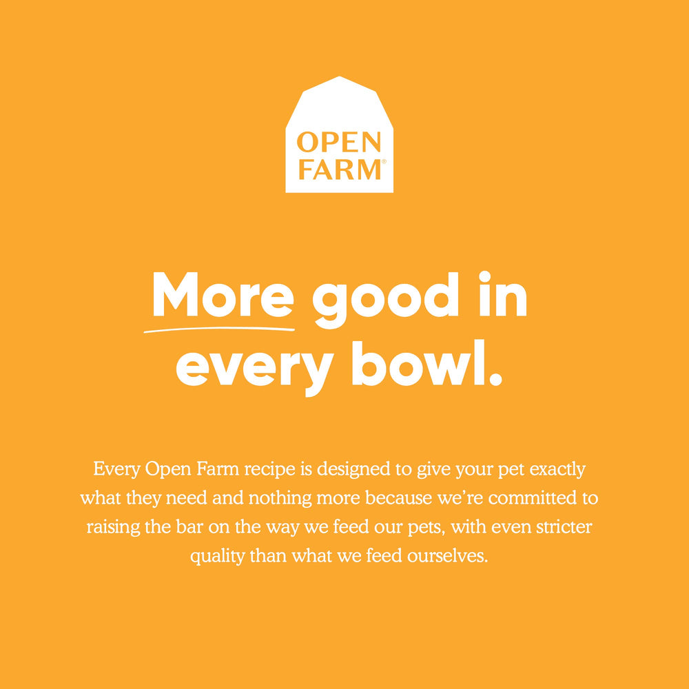Open Farm bone broth ingredients close-up shows natural produce for wholesome pet meals.