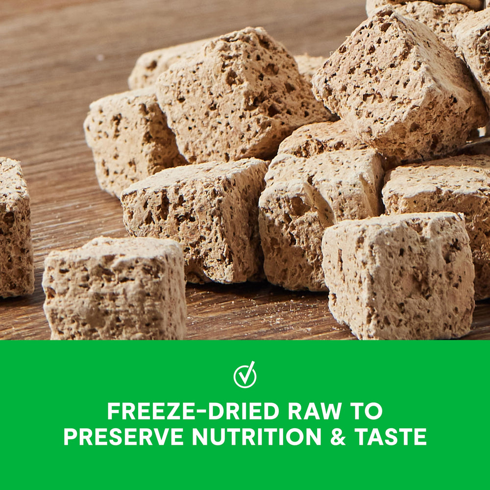 Open Farm Cubes freeze-dried chicken cubes—protein-packed snack with no additives.