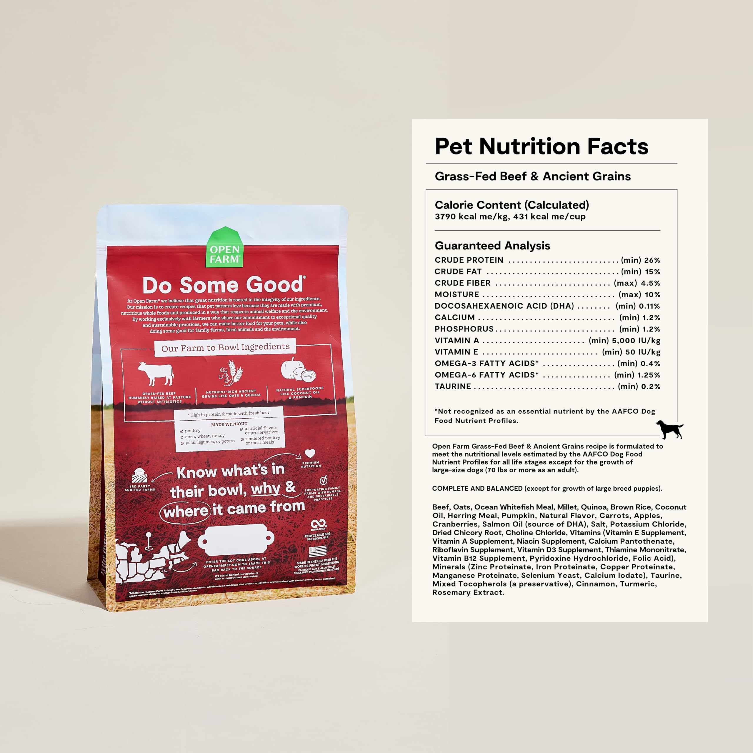 Open Farm dog health happiness imagery—balanced nutrition for overall well-being.