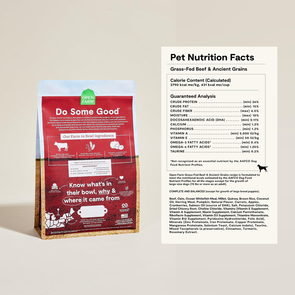 Open Farm dog health happiness imagery—balanced nutrition for overall well-being.