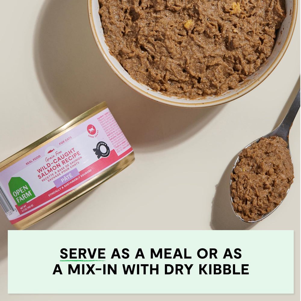 Open Farm ethically sourced protein label signals responsible farming practices.
