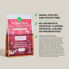 Open Farm grain-free dry dog food bag highlights grain-free recipe for dietary preferences.