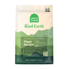 Open Farm Kind Earth plant-based dry dog kibble bag front highlighting sustainable, plant-forward nutrition.