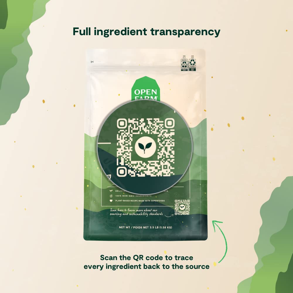 Open Farm Kind Earth dog enjoying meal demonstrates palatable, hypoallergenic option for sensitive eaters.
