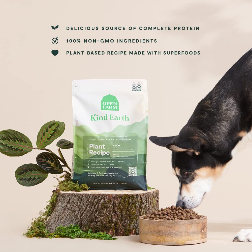 Open Farm Kind Earth vet-designed formula signals thoughtful nutrition for healthy activity.