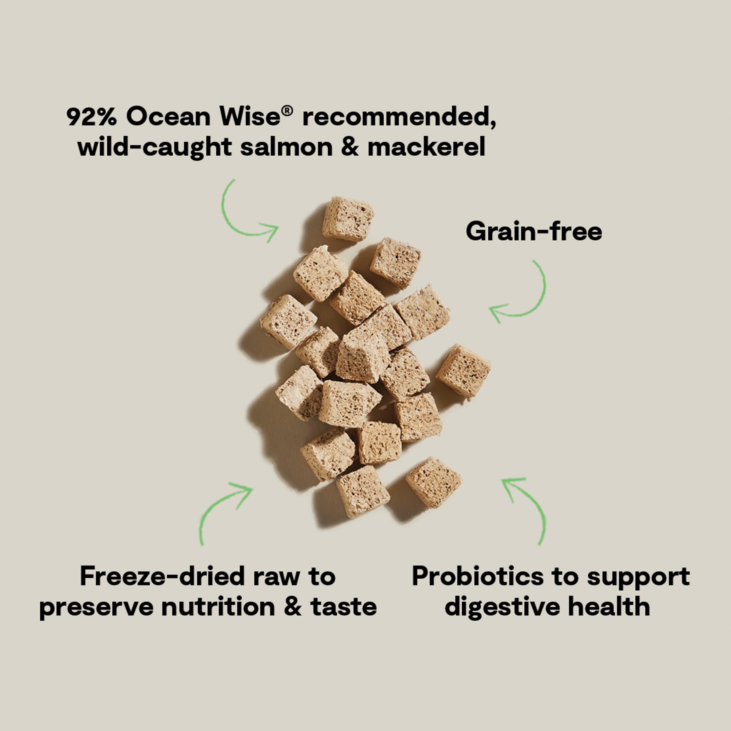 Open Farm Kitty Cubes ingredients image featuring organic cranberries and pumpkin