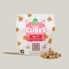Open Farm Kitty Cubes probiotics image emphasizing digestive support for sensitive stomachs