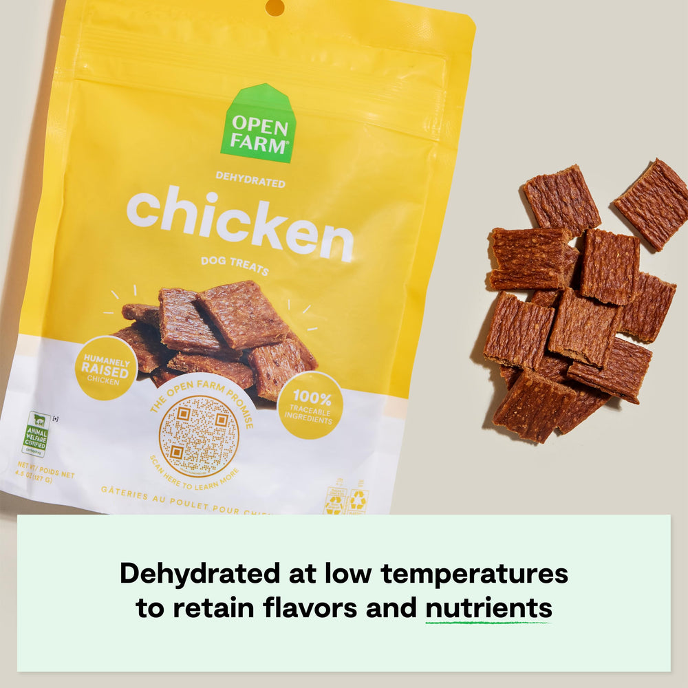 Open Farm no grains with no artificial additives for gluten-free snacking.