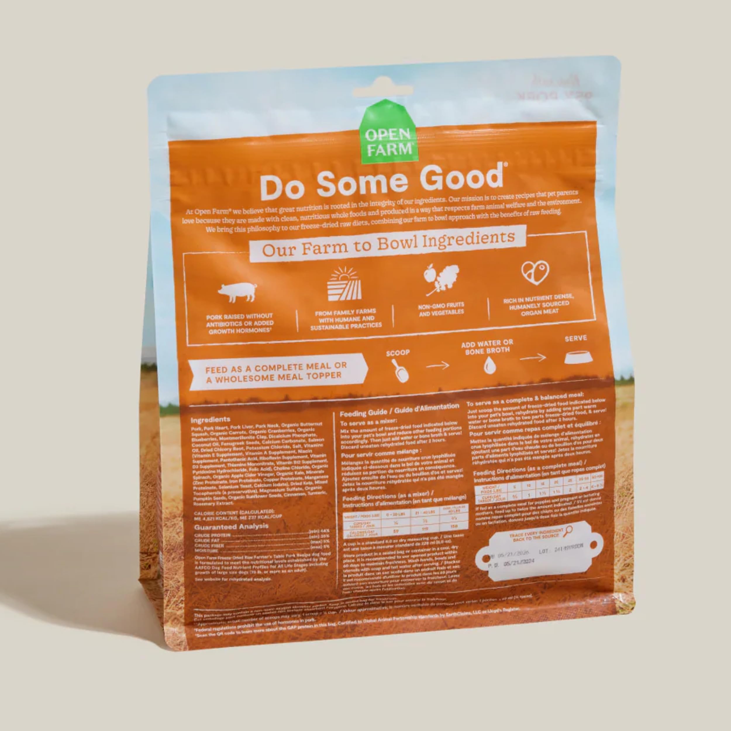 Open Farm morsels with organic produce and superfoods image emphasizes natural ingredients