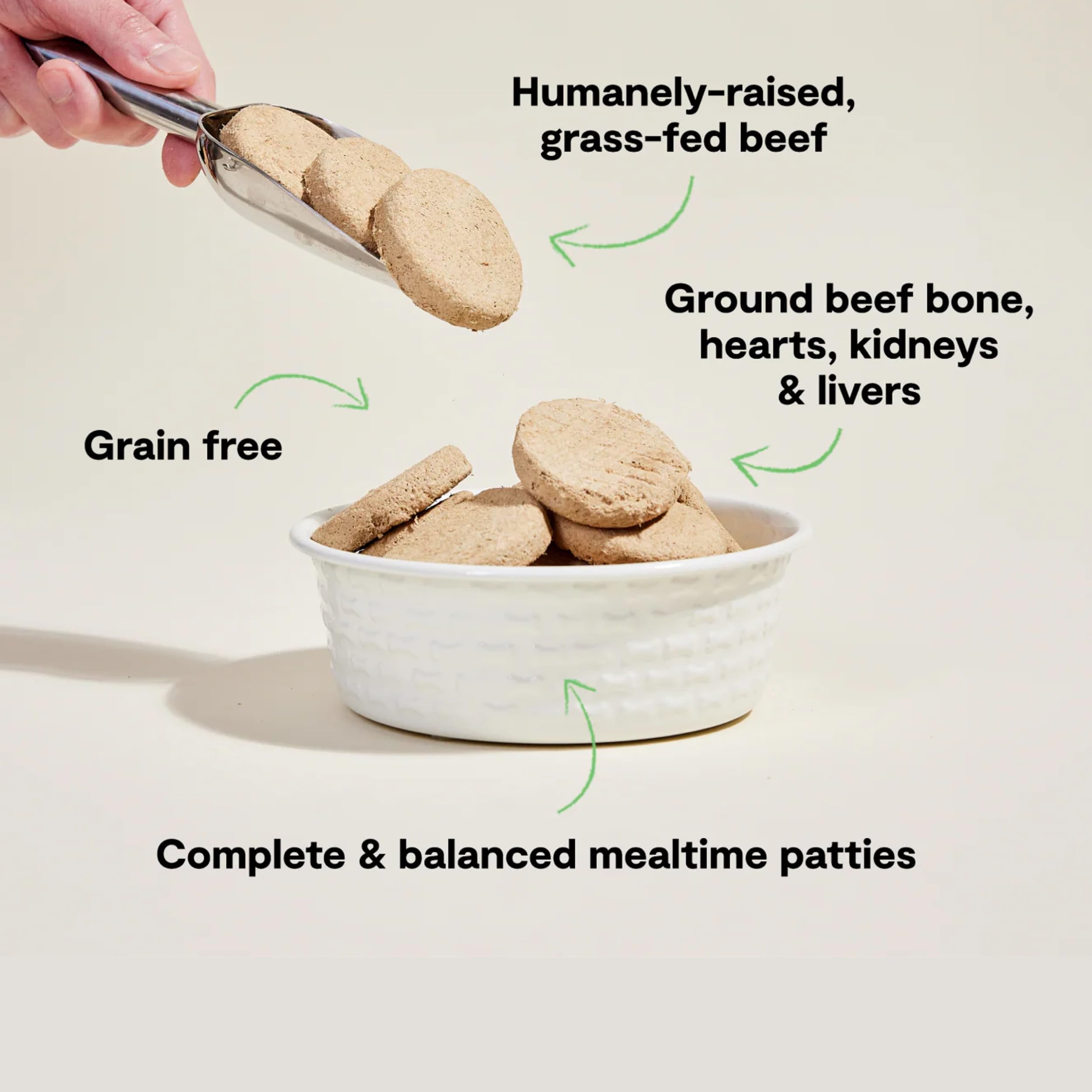 Open Farm patty serving in dog bowl shows complete meal option