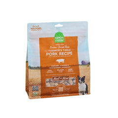 Open Farm pork recipe morsels bag showing convenient complete meal option for dogs