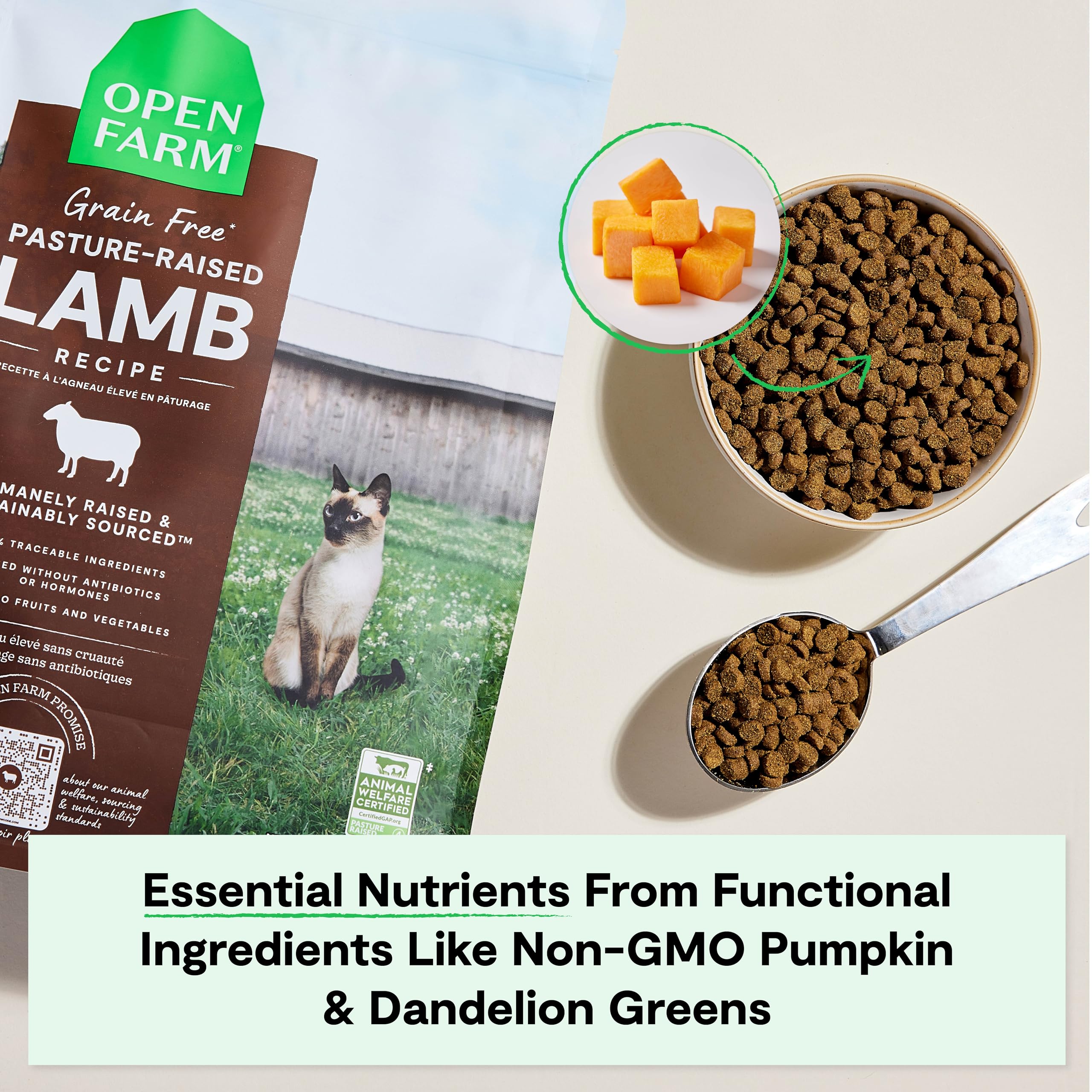Open Farm prebiotic fibers support digestion in cat kibble