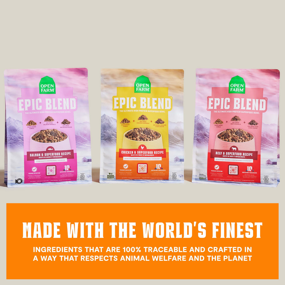 Open Farm Promise image highlights ingredient traceability from farm to bowl