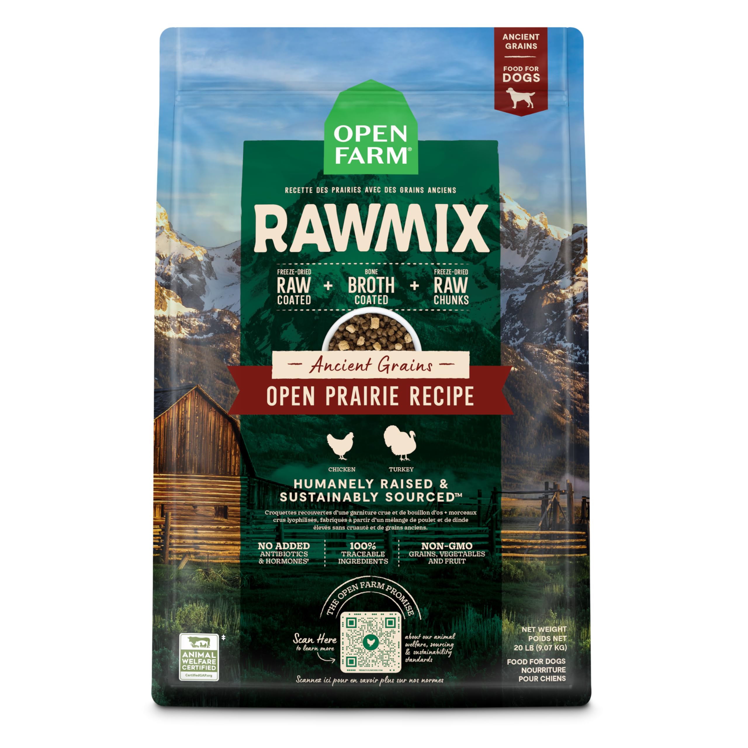 Open Farm RawMix dog food Open Prairie Bag – humane sourcing with transparent origins for confident mealtime.