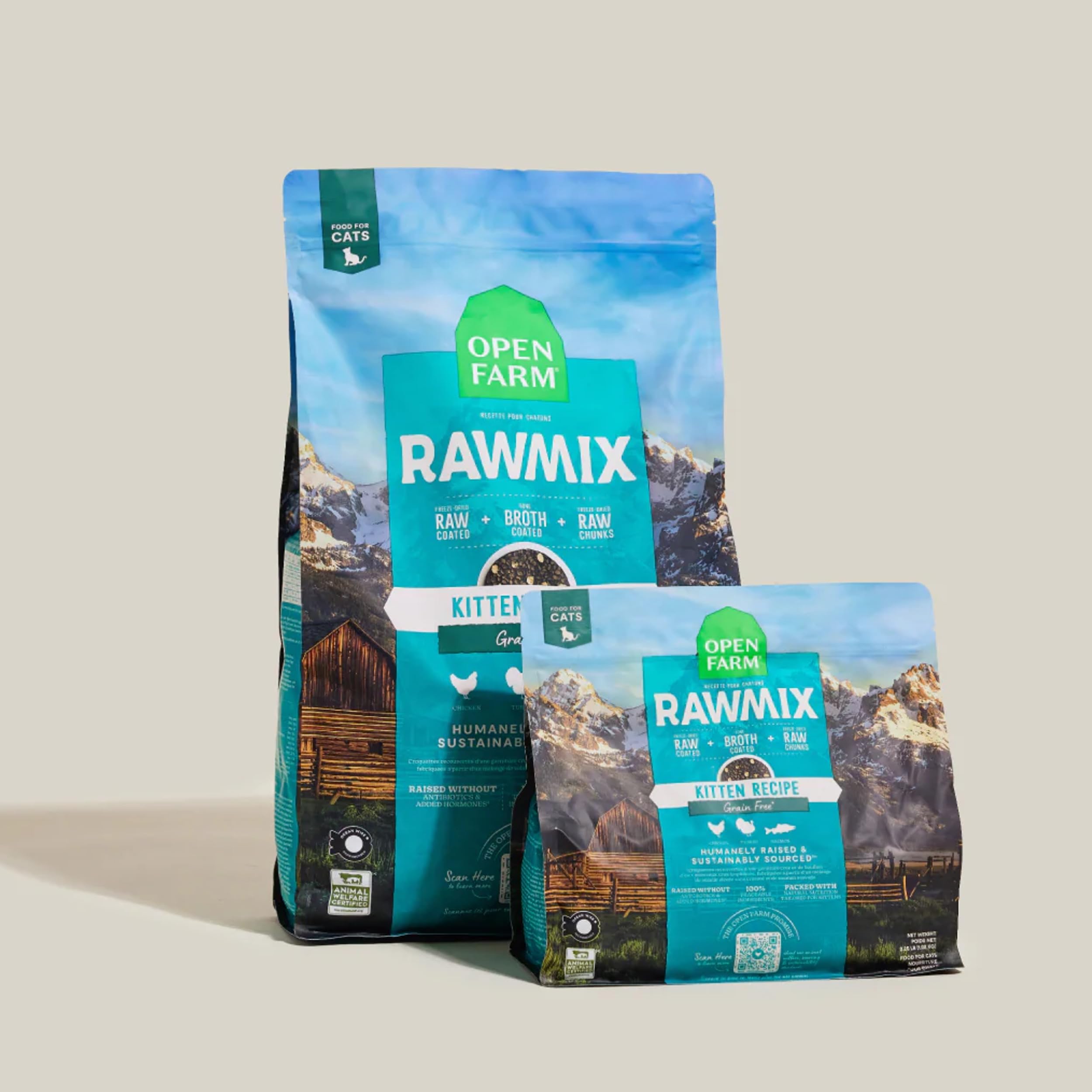 Open Farm RawMix kitten feeding time with bowl