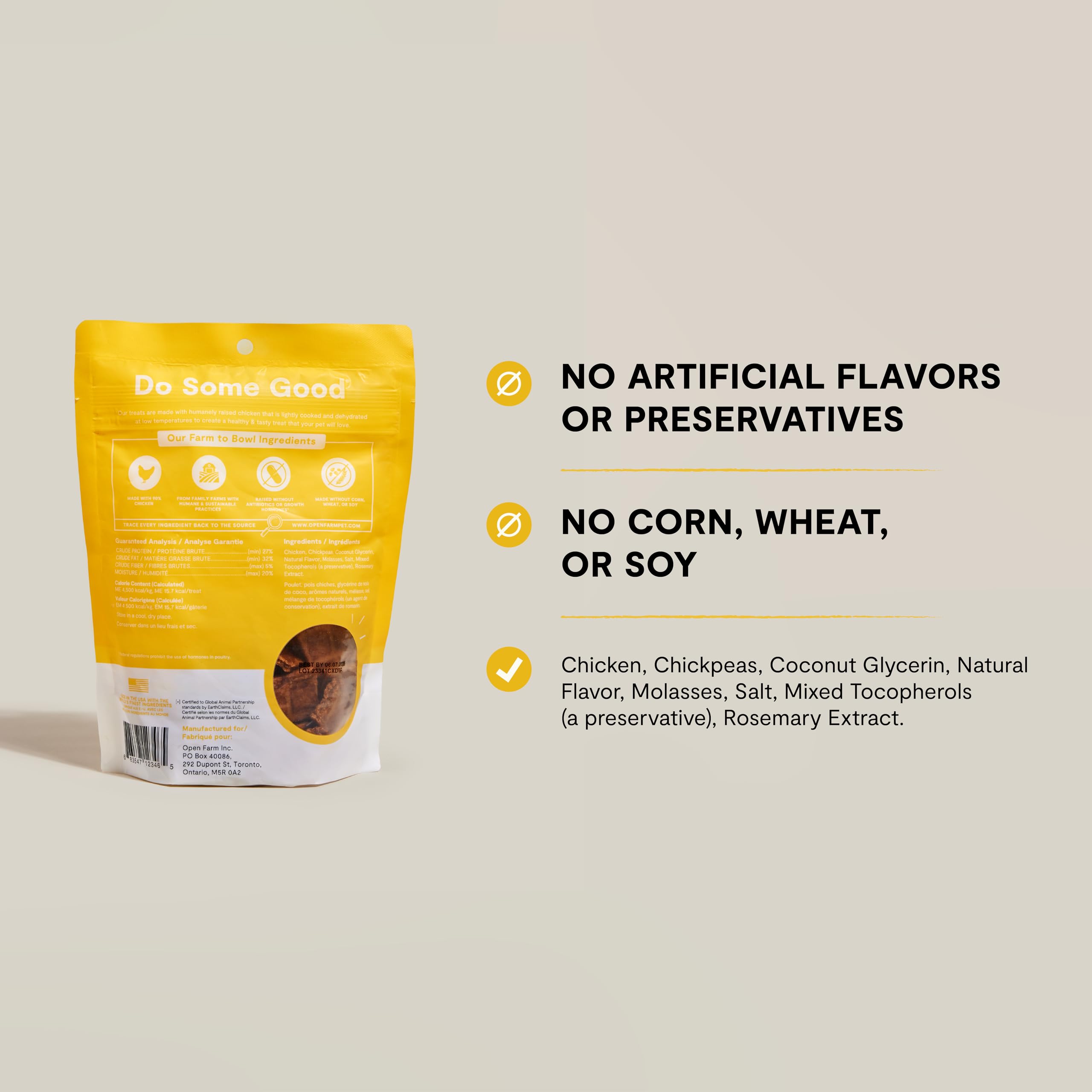 Open Farm resealable pouch helps keep treats fresh for training sessions.