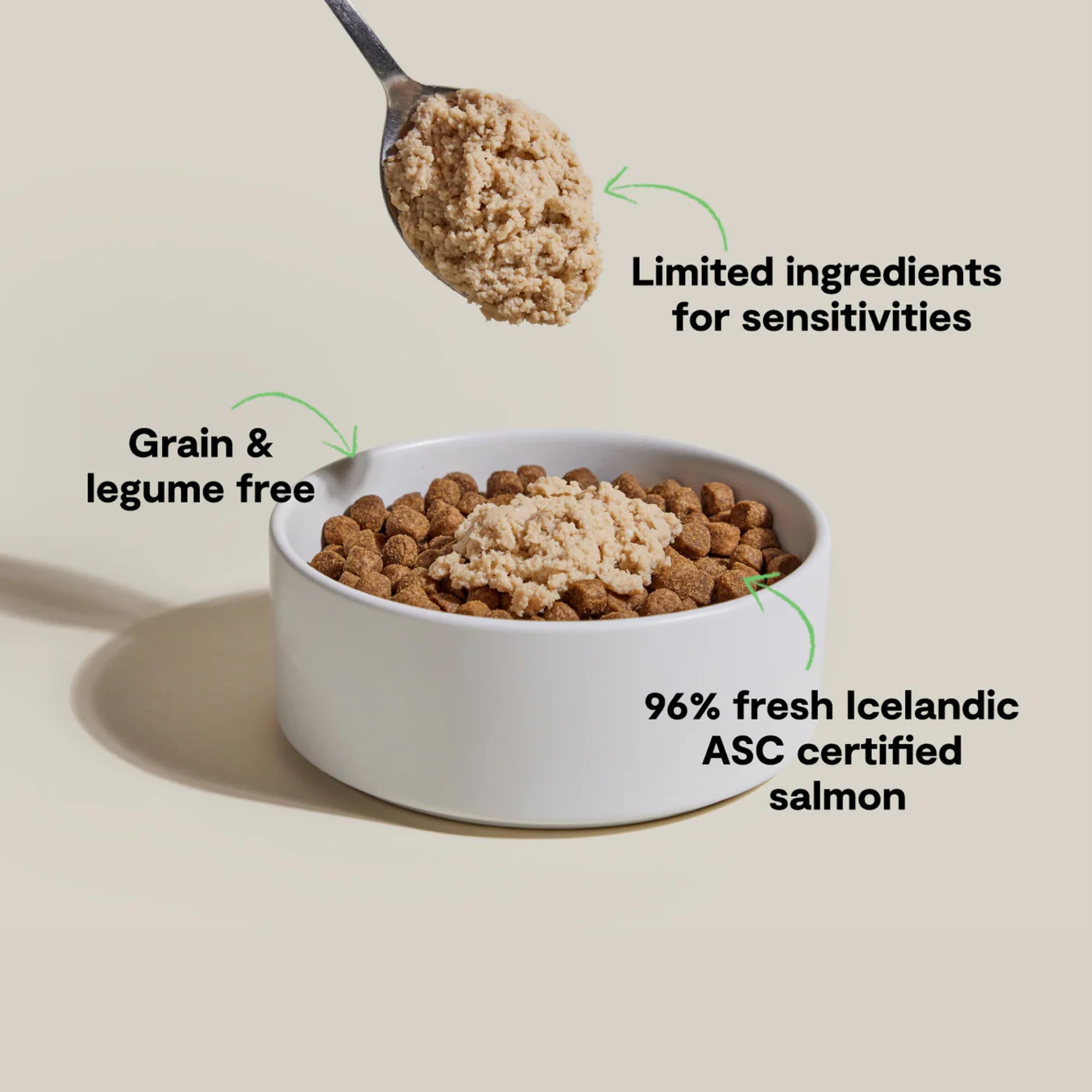 Open Farm salmon mousse serving bowl showing silky texture for palatability.